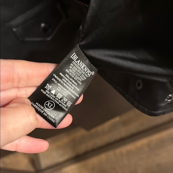 Blank NYC Black Faux Leather Motorcycle Jacket Asymmetrical Zipper - Picture 6 of 9